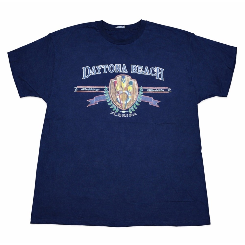 Y2K Daytona Beach Florida Graphic Tee XXXL Navy Blue Oversized Tourist Shirt